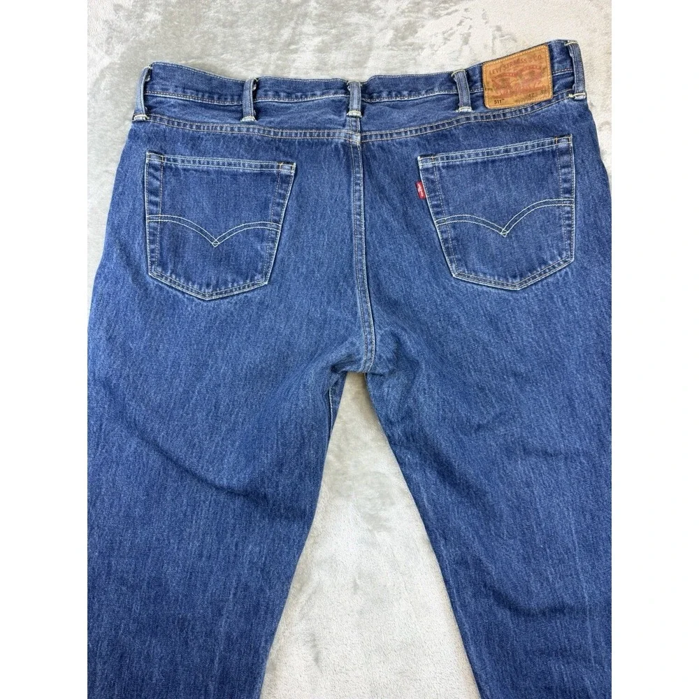 Levis 511 Jeans Mens 42x32 Blue Stretch Slim‎ Fit Tapered Leg Denim Made in USA